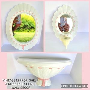Vintage Shabby Chic Mirror Shelf & Mirrored.Scone Wall Decor Hangings